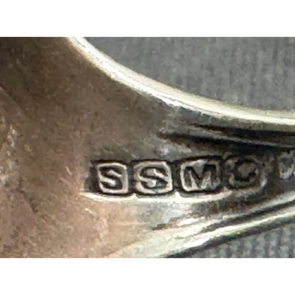 Vintage SSMC Sterling Silver Baby Spoon Bent Handle Monogram R Small 3.5
